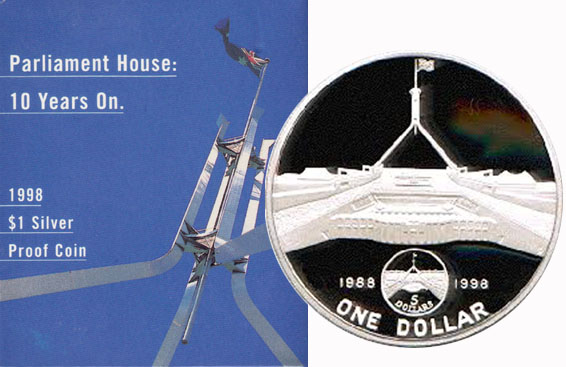1998 Australia silver $1 (New Parliament House)